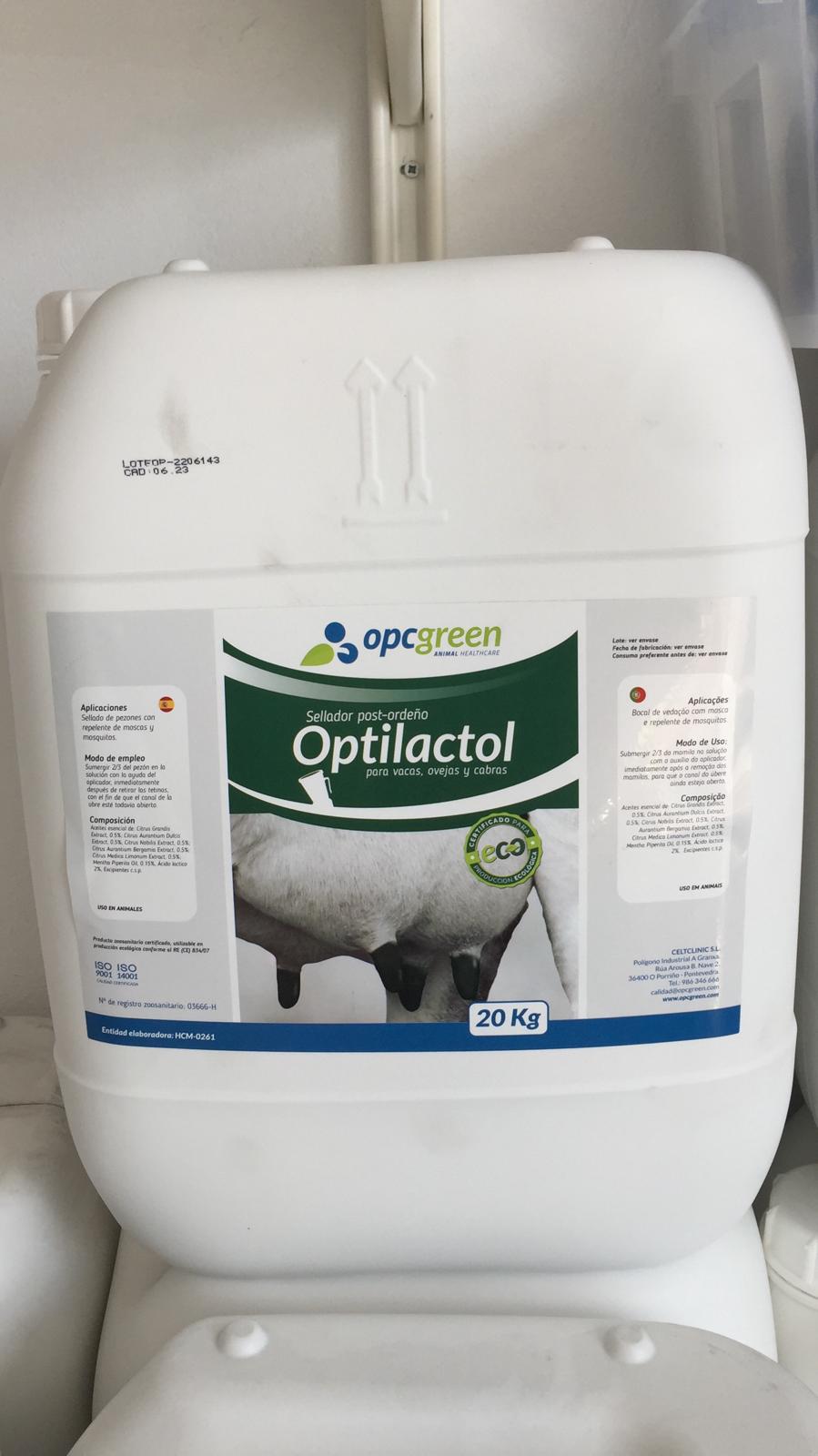 Optilactol garrafa de 20 kg sellador antiséptico de ubres para producción ecológica - IGORMA Canarias