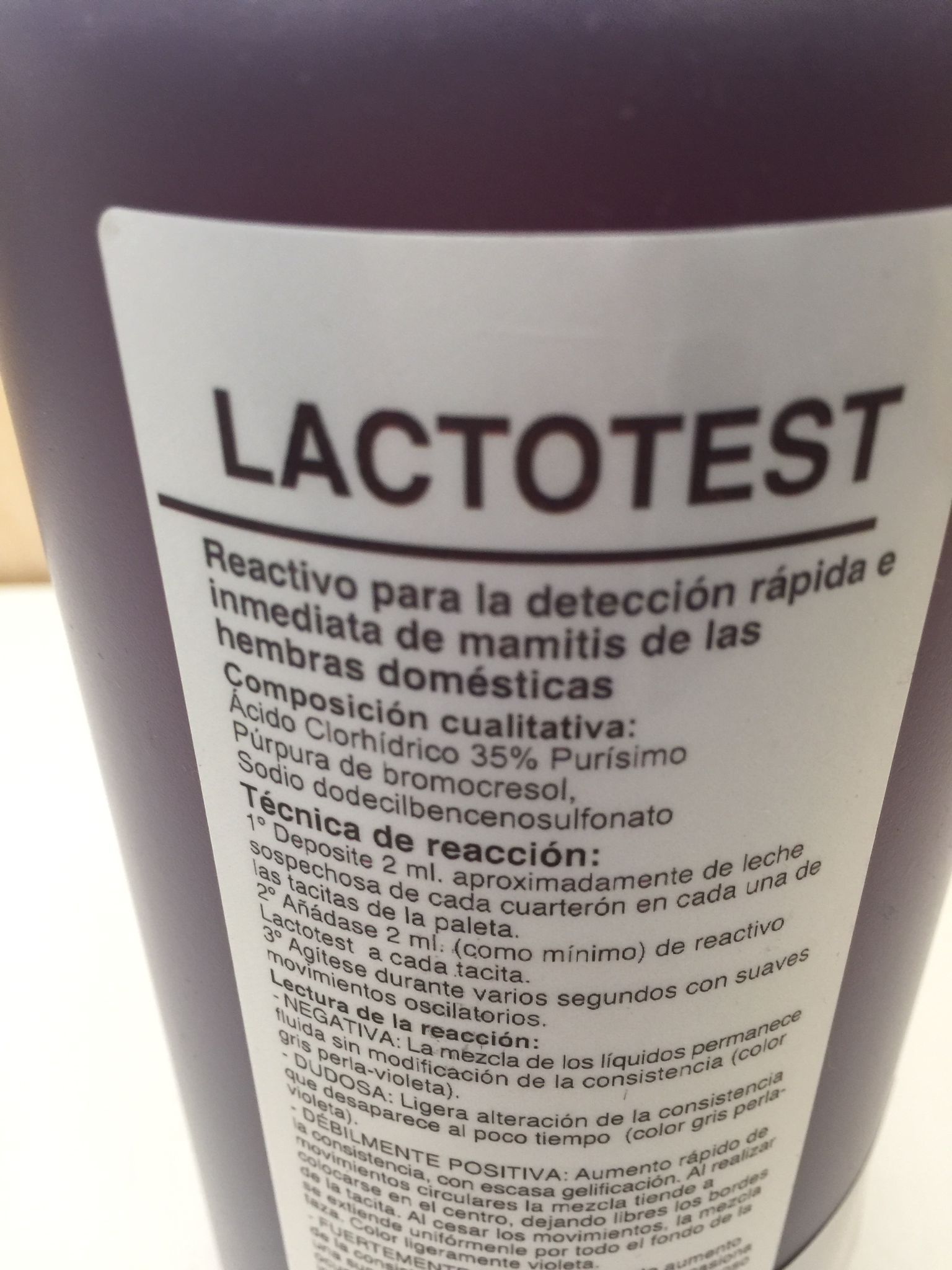 Líquido reactivo de 1 litro para test rápido de mamitis y control de mastitis - IGORMA Canarias